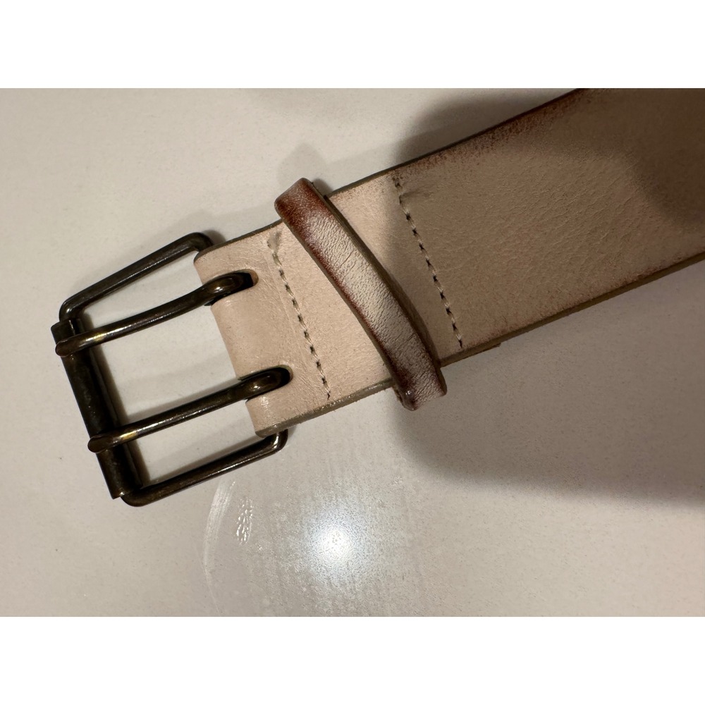 Gap Womens Genuine‎ Leather Double Prong Belt Cream Off White Small Made in USA